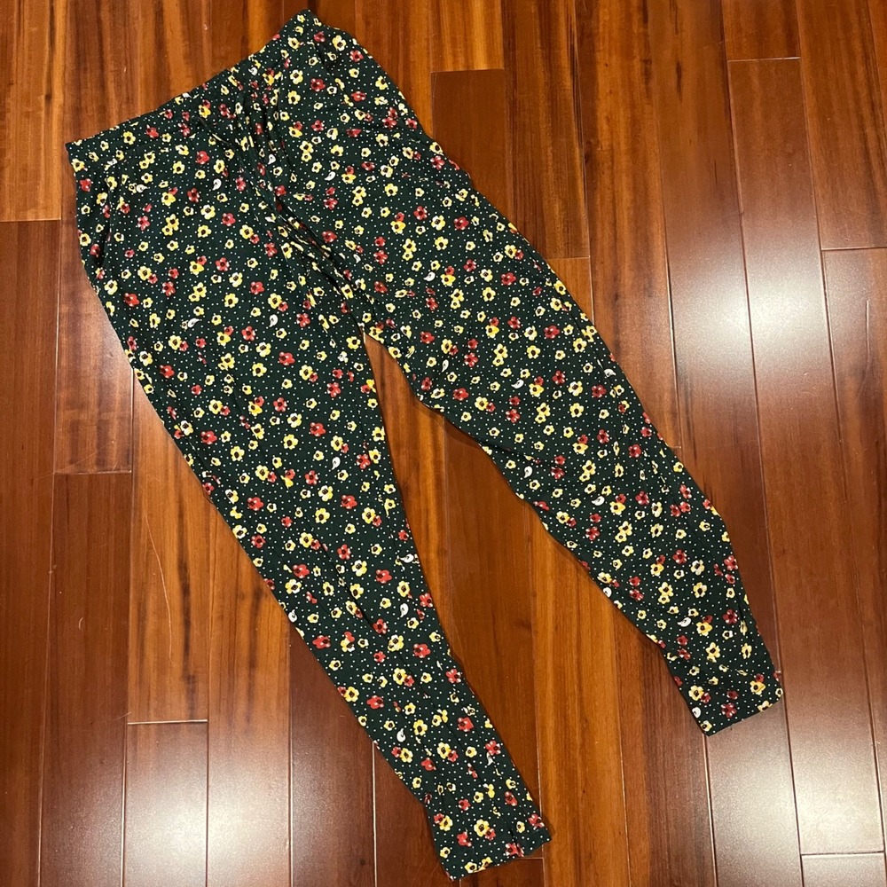 POL Green Pants Jogger Floral Polka Dot Slim Knit Yellow Red YOUNG21E New Size L